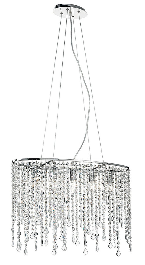 Lampadario Sospensione Ovale Pendenti Cristalli K9 Classico E14