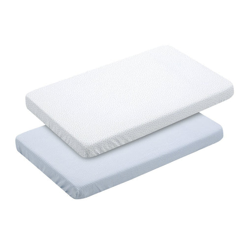 2 Lenzuolo Regolabile - Culla 50X82X10 Cm Vichy10 Azzurro