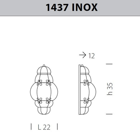 Applique classico Sylcom TIEPOLO 1437 INOX E14 LED acciaio vetro soffiato lampada parete