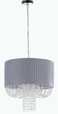 Lampadario Tessuto Grigio Pendagli Acrilico Sospensione Classica E27