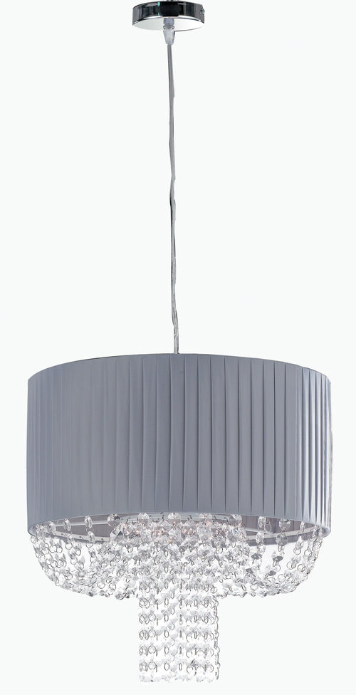 Lampadario Tessuto Grigio Pendagli Acrilico Sospensione Classica E27
