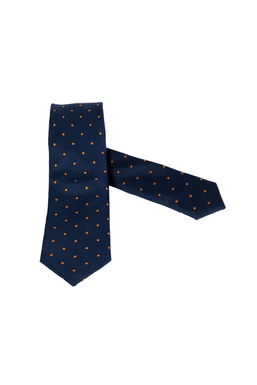 Cravatta uomo Bergamotto - pois fondo blu