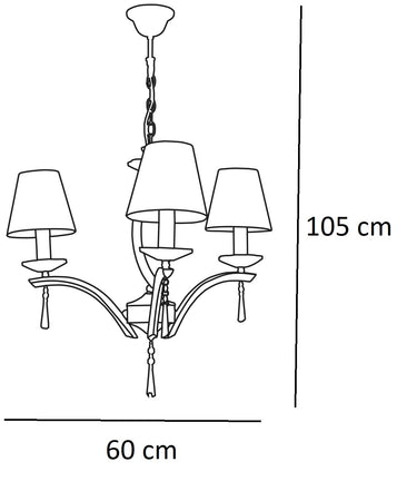 Lampadario Sospeso Metallo Cristalli K9 paralumi Tessuto Classico E14