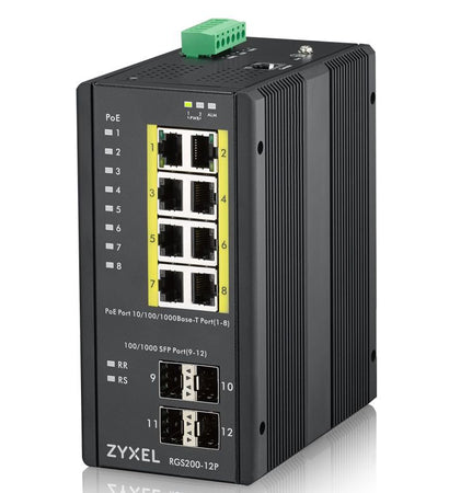 Zyxel rgs200-12p gestito l2 gigabit ethernet (10/100/1000) supporto power over ethernet (poe) nero - RGS200-12P-ZZ0101F