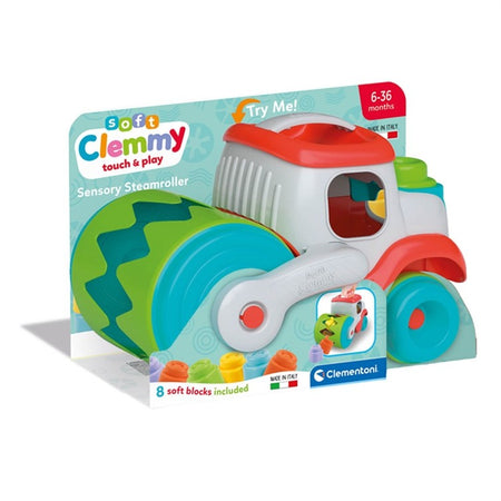 Clementoni - Sensory Steamroller Rullo Mangia-mattoncini 17495