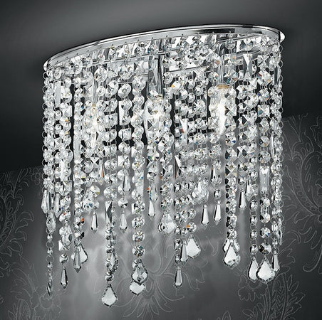 Plafoniera Ovale Pendenti Cristalli K9 Lampada Interno Soffitto Classica E14