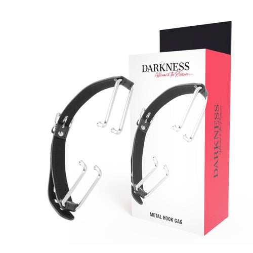 Fetish DARKNESS HOOK BLACK GAG Collare Bavaglio con ganci per bocca Regolabile