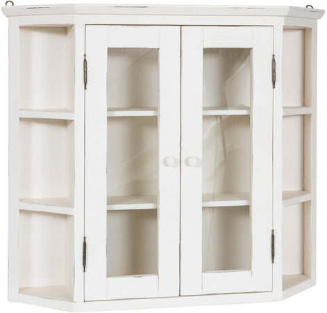 Biscottini Biscottini Vetrinetta Scantonata Apribile Tiglio 86x21x75 Bianca Anticata Made