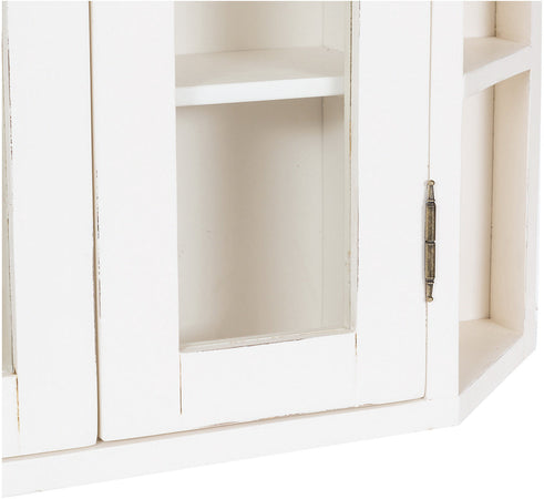 Biscottini Biscottini Vetrinetta Scantonata Apribile Tiglio 86x21x75 Bianca Anticata Made