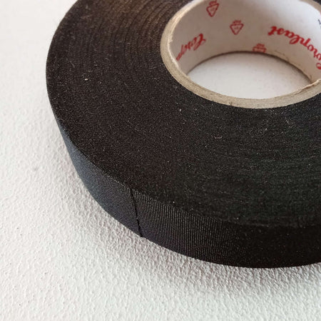 Nastro adesivo 19 mm x 25 mt in tessuto nero di poliestere per raggruppare e fissare fasci di cavi