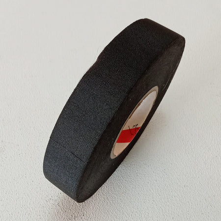 Nastro adesivo 19 mm x 25 mt in tessuto nero di poliestere per raggruppare e fissare fasci di cavi
