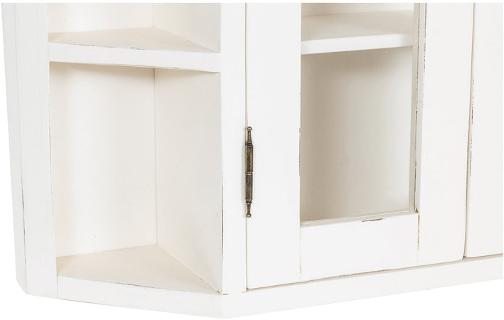 Biscottini Biscottini Vetrinetta Scantonata Apribile Tiglio 86x21x75 Bianca Anticata Made