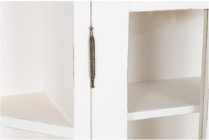 Biscottini Biscottini Vetrinetta Scantonata Apribile Tiglio 86x21x75 Bianca Anticata Made