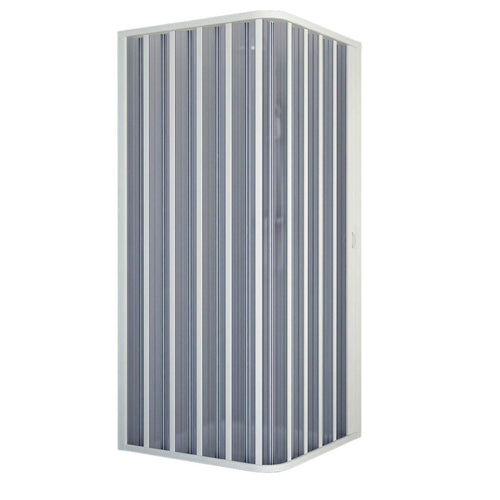 BOX DOCCIA ANGOLARE RICHIUDIBILE 80 X 80 BIANCO APERTURA LATERALE SOFFIETTO RIDUCIBILE SU MISURA