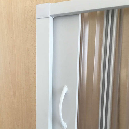 Box doccia angolare "Flex" con fascia larga apertura laterale a soffietto riducibile "Made in Italy"