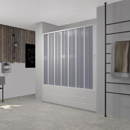 Box sopra vasca a nicchia "Flex" con fascia larga apertura laterale a soffietto riducibile "Made in Italy"