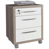 Cassettiera da ufficio 3 cassetti per scrivania Rovere Tartufo e Bianco con chiave e ruote