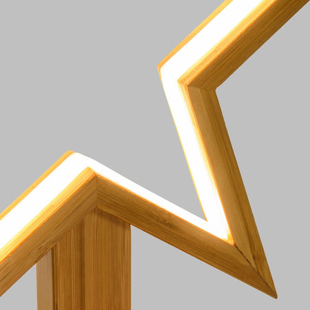 Stella luminosa a led luce bianco caldo con base in legno naturale decorazione natalizia