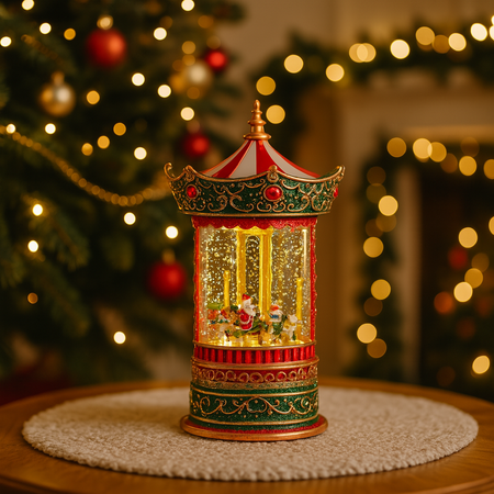 Carillon carosello con luce e movimento per decorazioni natalizie