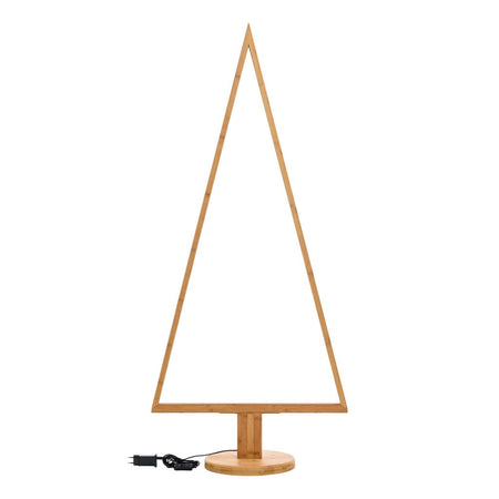 Albero triangolare luminoso con led bianco caldo e base in legno