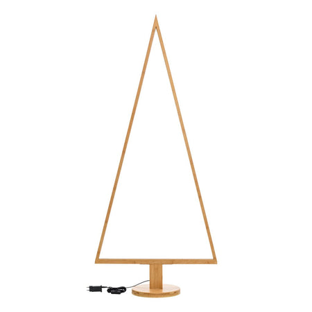 Albero triangolare luminoso con led bianco caldo e base in legno