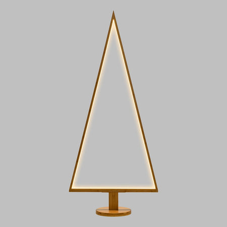 Albero triangolare luminoso con led bianco caldo e base in legno
