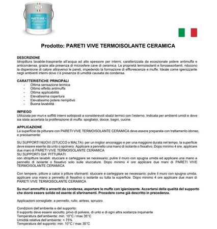 Tixe Pareti Vive 4lt pittura bianca opaca anticondensa termoisolante ceramica alto spessore con antimuffa lavabile per interni