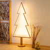 Abete triangolare luminoso con led bianco caldo e base in legno decorazione natalizia