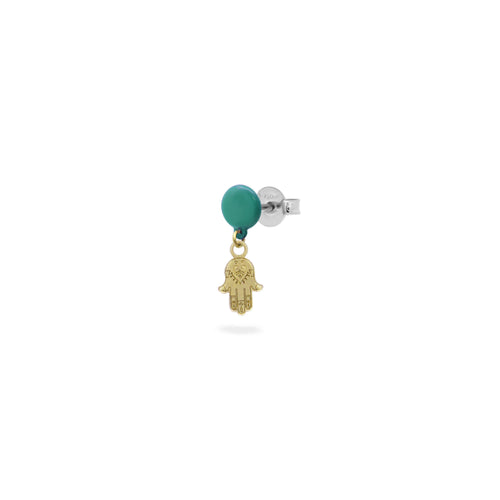 RUE DES MILLE - MONO-ORECCHINO MANO DI FATIMA BOTTONE VERNICE - ORO18KT