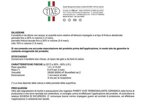Tixe Pareti Vive 14lt pittura bianca opaca anticondensa termoisolante ceramica alto spessore con antimuffa lavabile per interni