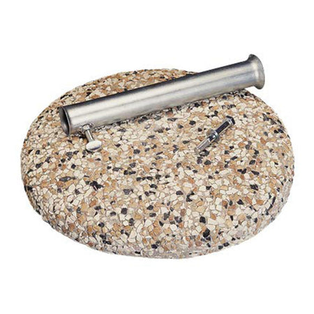 Base in cemento 25 kg per ombrellone da giardino, marmetta tonda in ghiaia