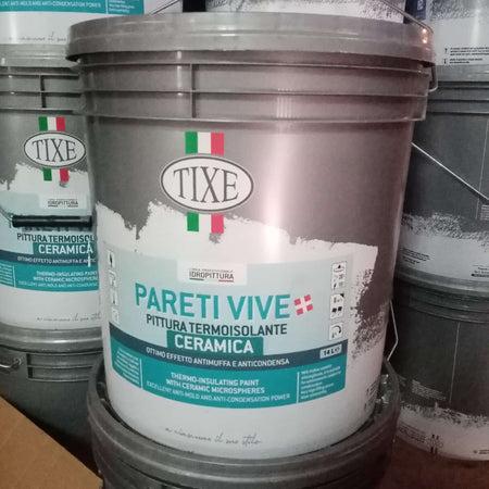 Tixe Pareti Vive 14lt pittura bianca opaca anticondensa termoisolante ceramica alto spessore con antimuffa lavabile per interni