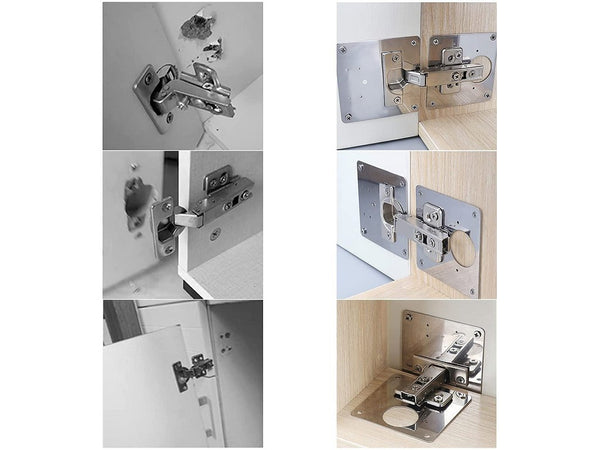 Piastrina 90x90mm - 2pz supporto in acciaio inox per riparazione cerniere