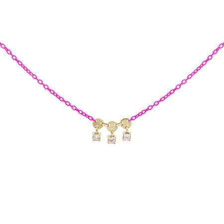 RUE DES MILLE - GIROCOLLO TRE CASTONI CATENA CON VERNICE E DIAMANTI LAB GROWN - ORO18KT
