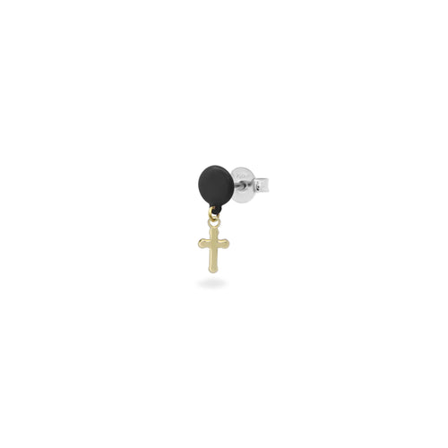 RUE DES MILLE - MONO-ORECCHINO CROCE BOTTONE VERNICE - ORO18KT