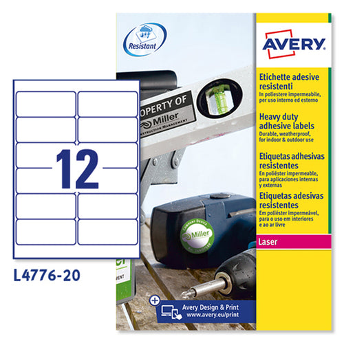 Poliestere Adesivo L4776 Bianco 20Fg A4 99,1X42,3Mm (12Et/Fg Laser Avery