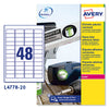 Poliestere Adesivo L4778 Bianco 20Fg A4 45,7X21,2Mm (48Et/Fg Laser Avery