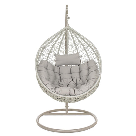 Poltrona a dondolo sospesa "Amirantes" per giardino e veranda in rattan con cuscino