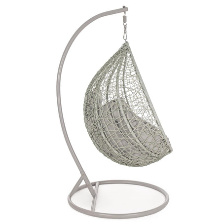 Poltrona a dondolo sospesa "Amirantes" per giardino e veranda in rattan con cuscino