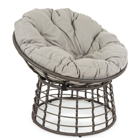 Poltrona a culla "Molly" in rattan con cuscino per giardino e veranda