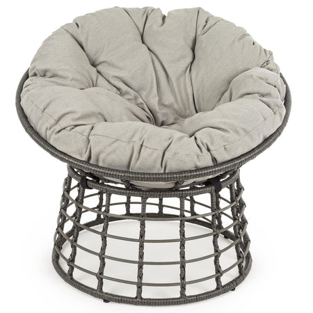 Poltrona a culla "Molly" in rattan con cuscino per giardino e veranda