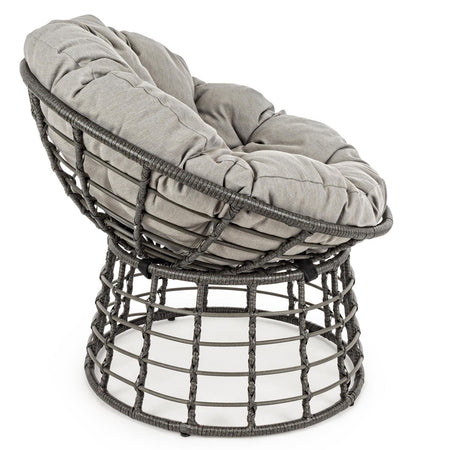 Poltrona a culla "Molly" in rattan con cuscino per giardino e veranda