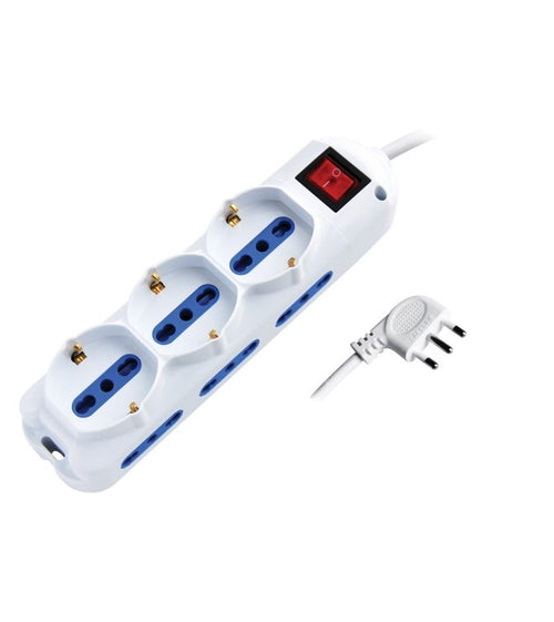 Alca Power multipresa bianca con 6 bipasso + 3 universali con spinaa 90° cavo da 1,5mt con interruttore
