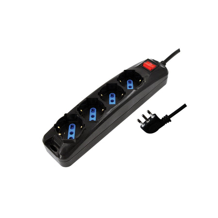 Alca Power multipresa nera con 4 prese universali spina a 90° cavo da 1,5mt con interruttore