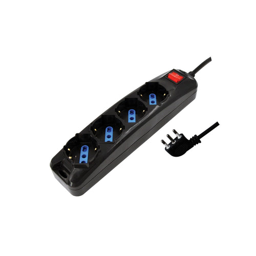 Alca Power multipresa nera con 4 prese universali spina a 90° cavo da 1,5mt con interruttore