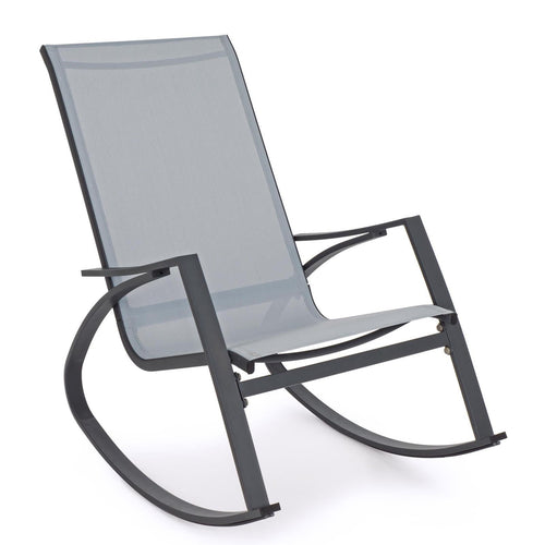 Poltrona a dondolo Demid in acciaio e texilene per giardino e veranda