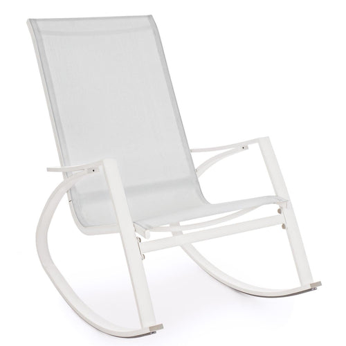 Poltrona a dondolo Demid in acciaio e texilene per giardino e veranda