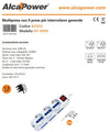 Alca Power multipresa bianca con 6 bipasso + 3 universali con spinaa 90° cavo da 1,5mt con interruttore