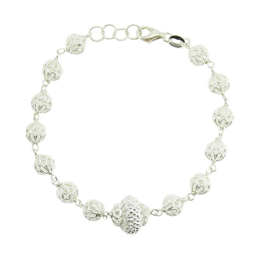Bracciale sardo donna sfere filigrana sarda in argento traforate