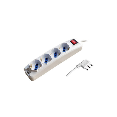 Alca Power multipresa bianca con 4 prese universale spina a 90° cavo da 1,5mt con interruttore